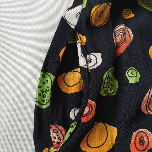 Vintage Mosaic Woman Black & Multicolor Fruit Print Plus Size Midi Length Skirt - Picture 6 of 12